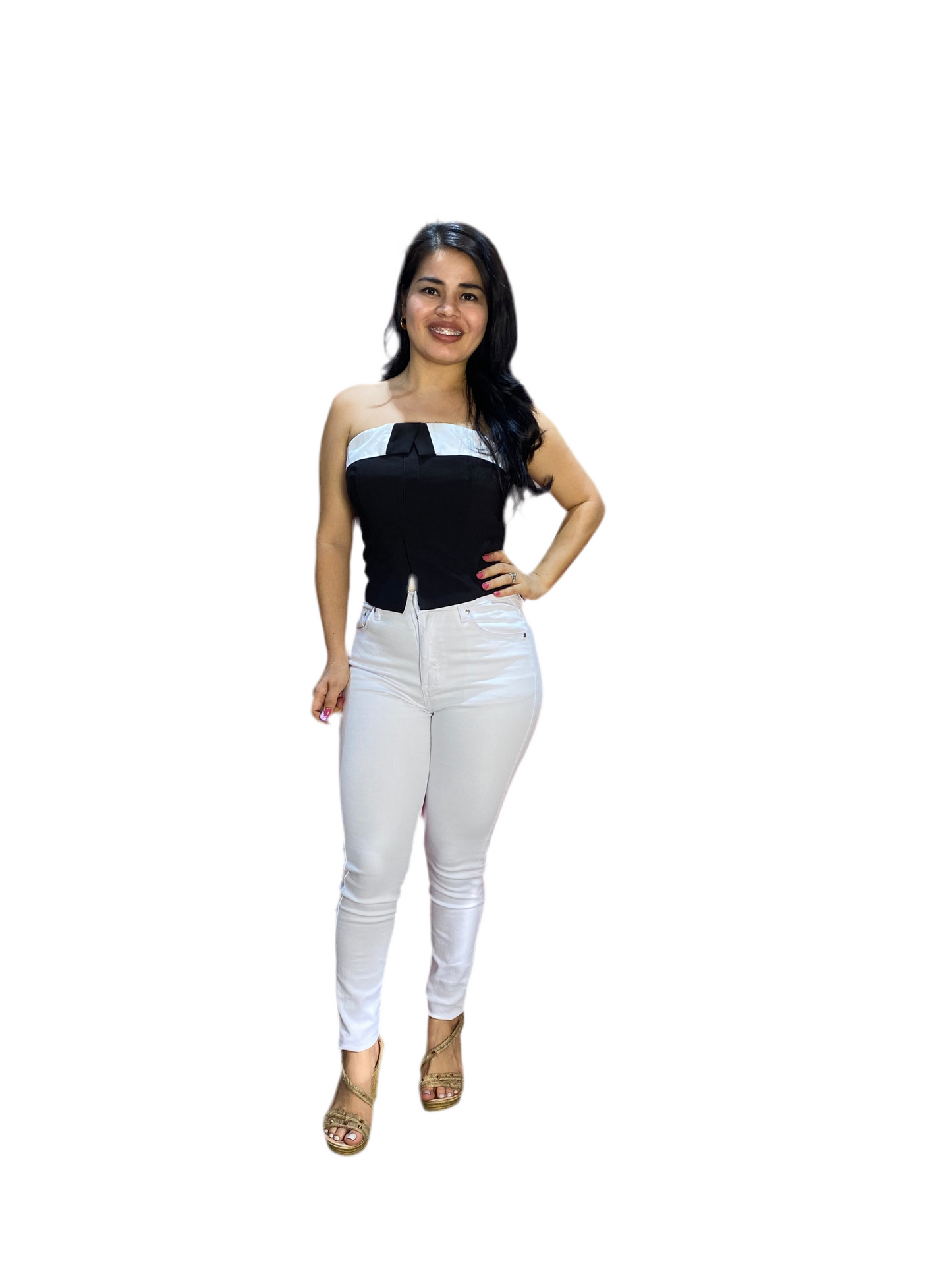 Jeans Pantalon tiro alto blanco Playboy PB11-1880 tallas 3-15 590430