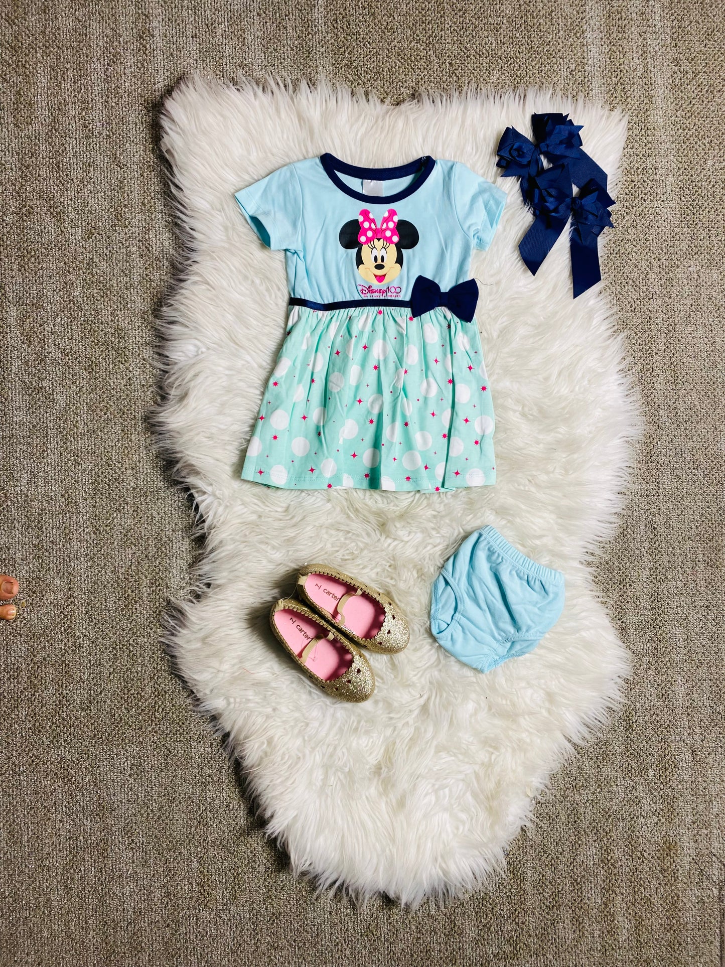 Vestido Minnie Disney azul Aqua 12m a 3T D10-MI-1288B 590315