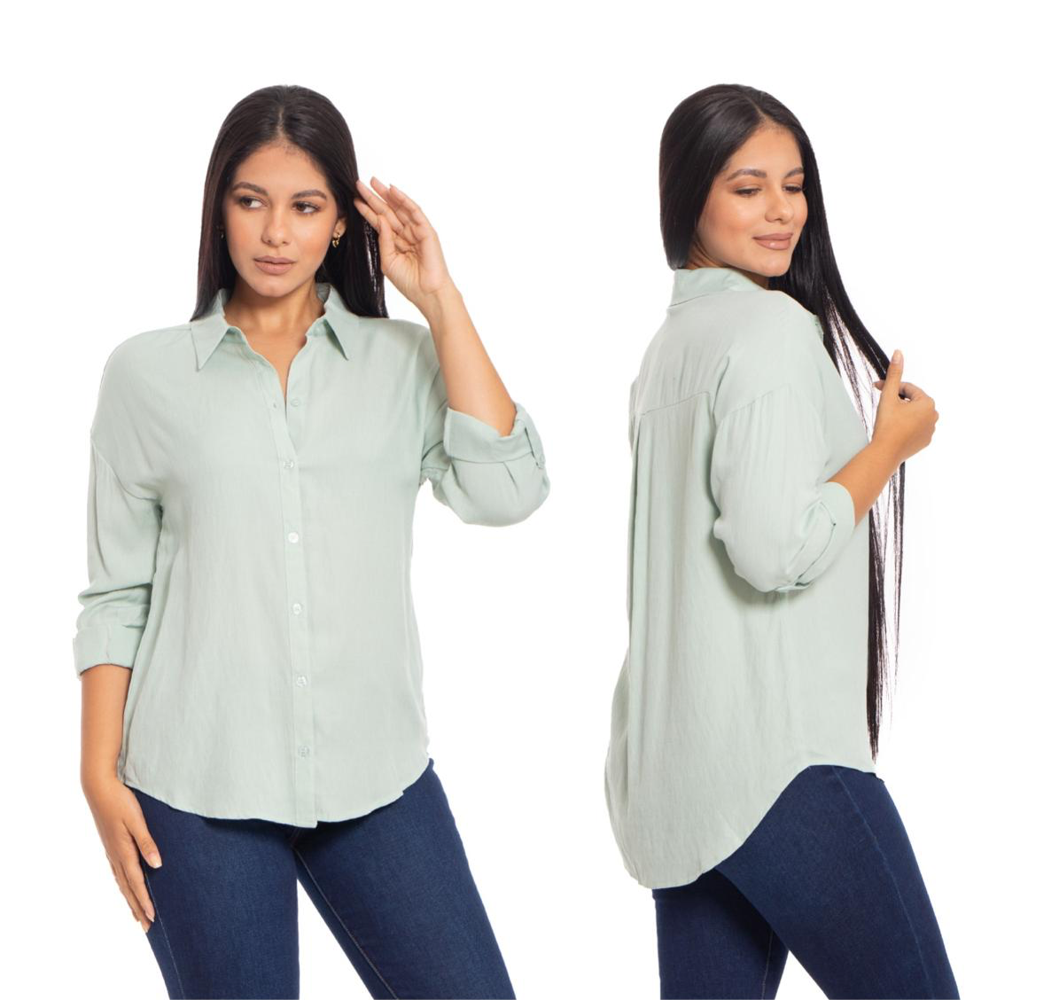 Camisa para dama manga larga Blanco Verde Nude Rosado CTD1141-4 430330