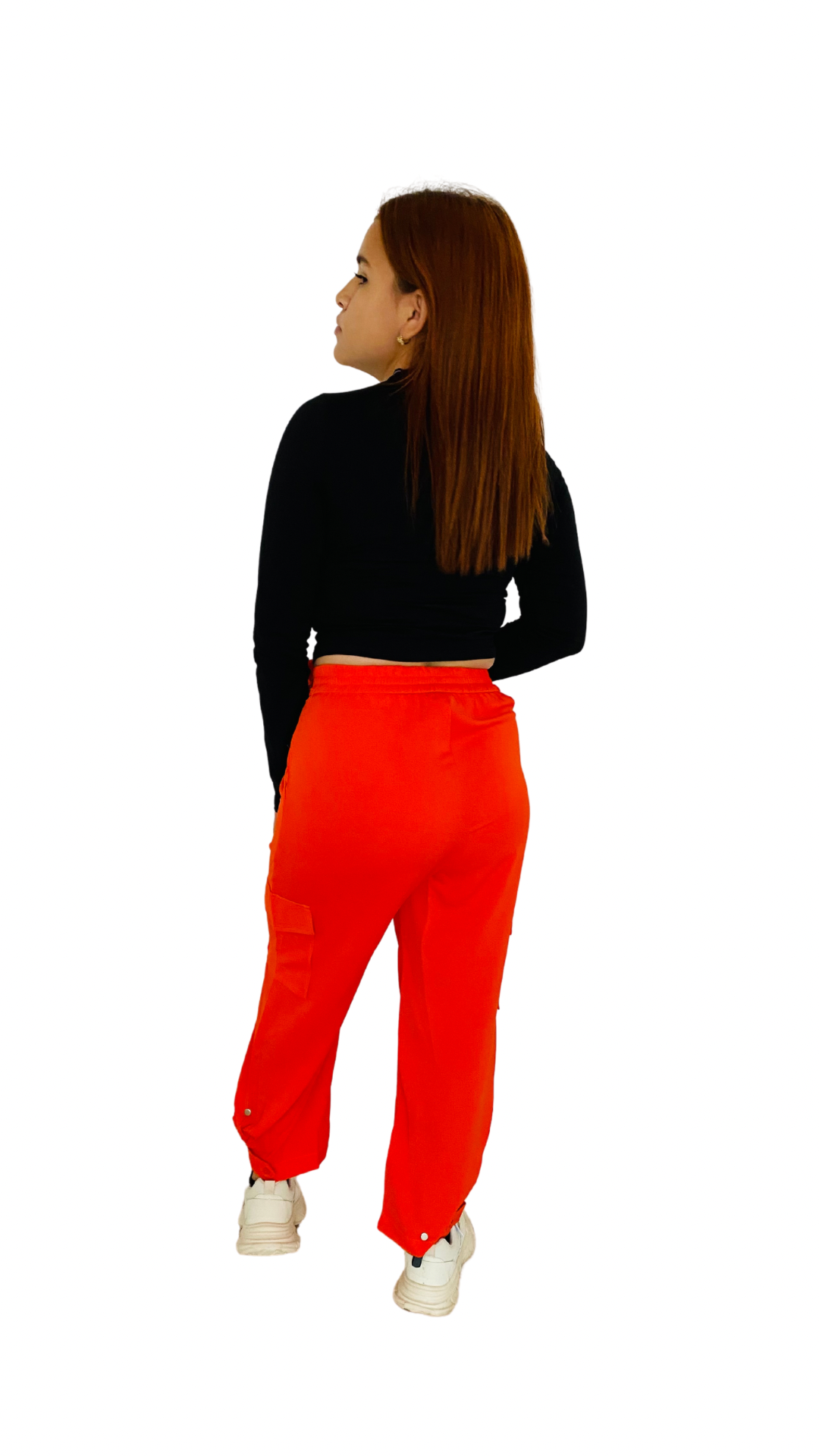 Pantalón tela cargo dama Naranja Tallas S M L XL PR3-965 590390