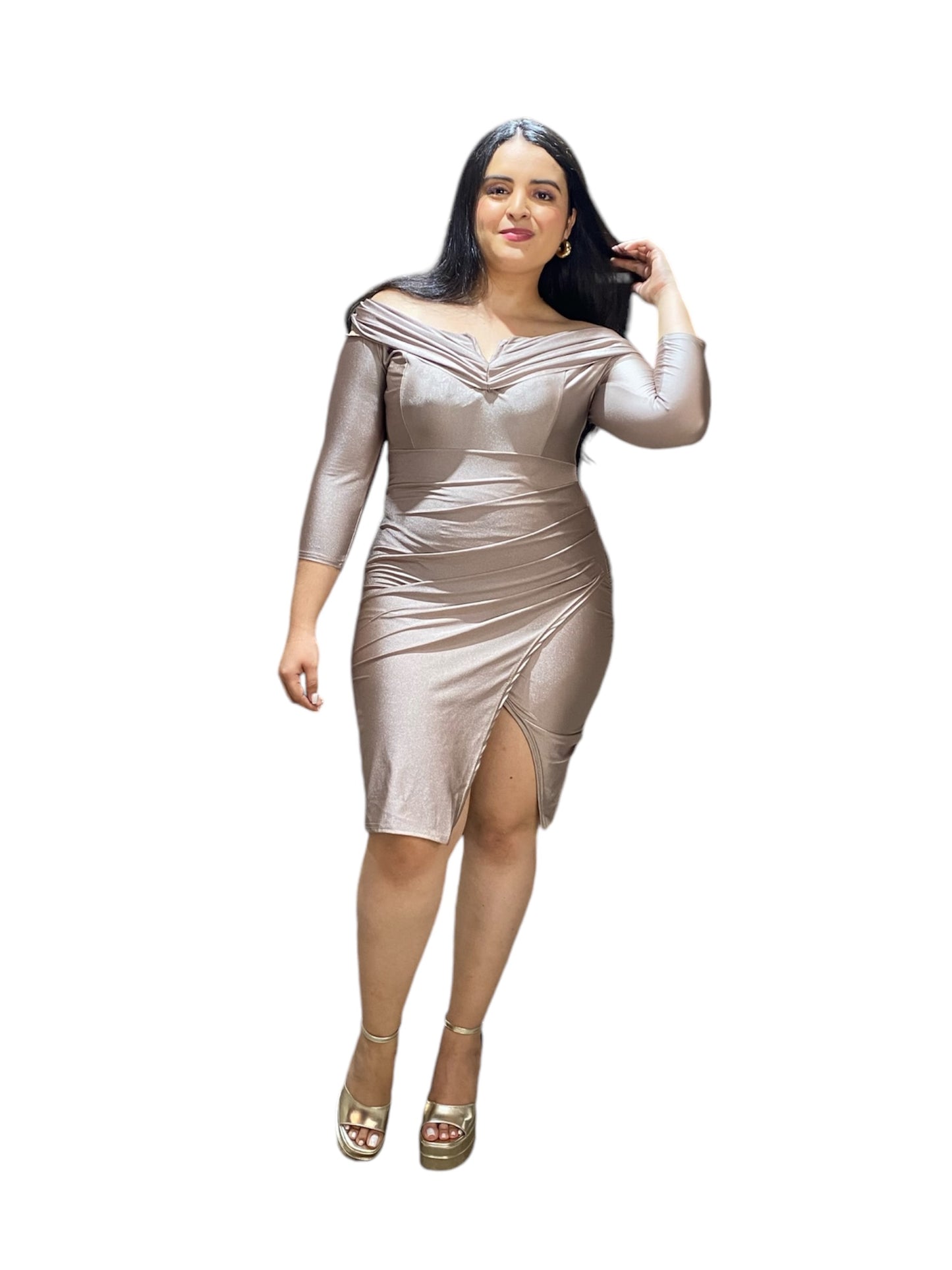 Vestido para Dama eventos formal bronce CVD1185-16 590435