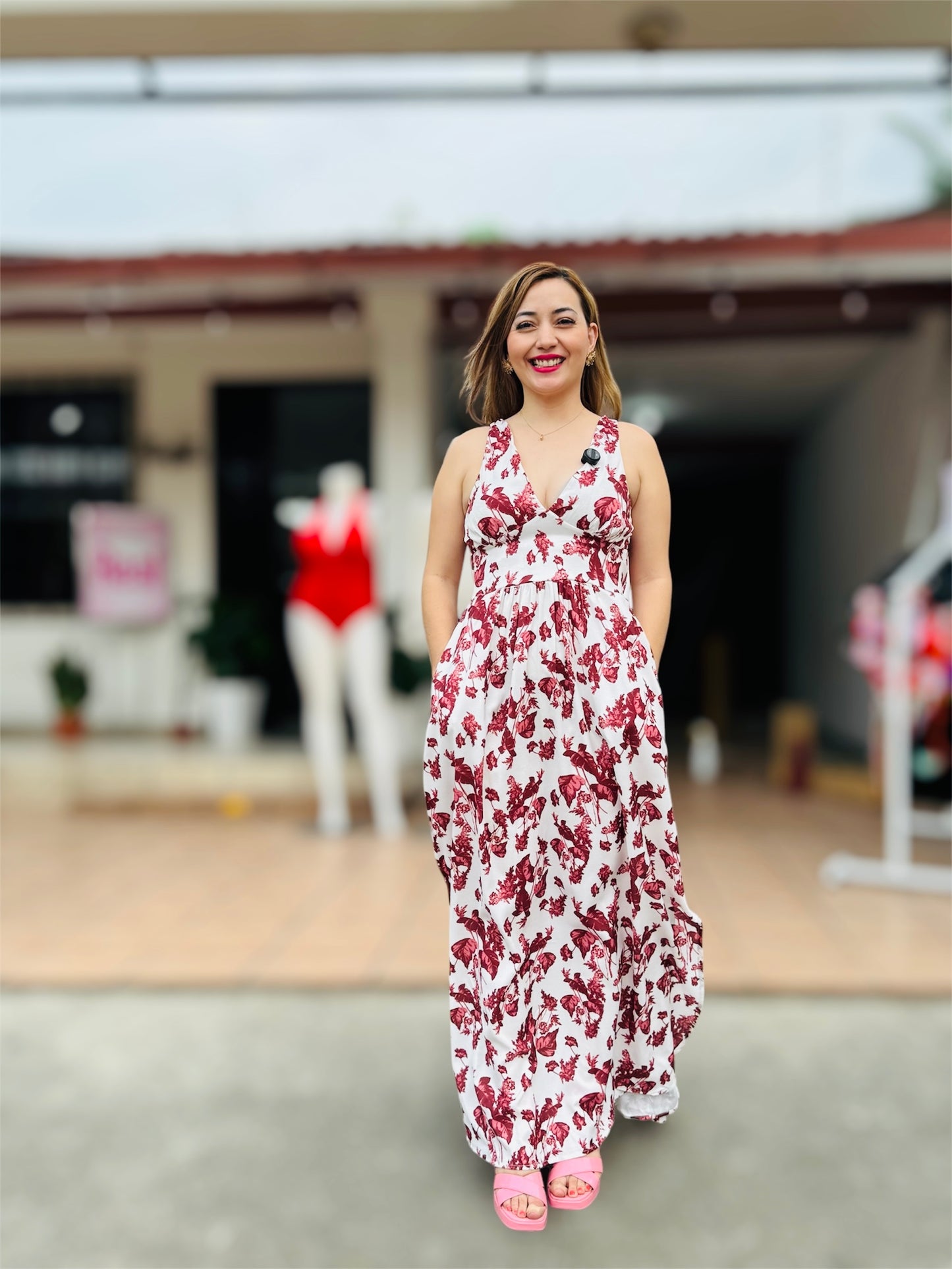 Vestido para dama hojas rojas IN12-2285 890510