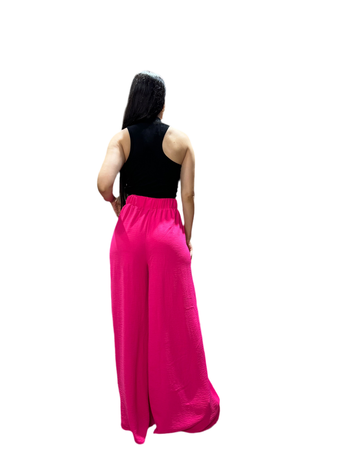 Pantalon ancho wide leg para mujer CPD1068-63 590395 fucsia