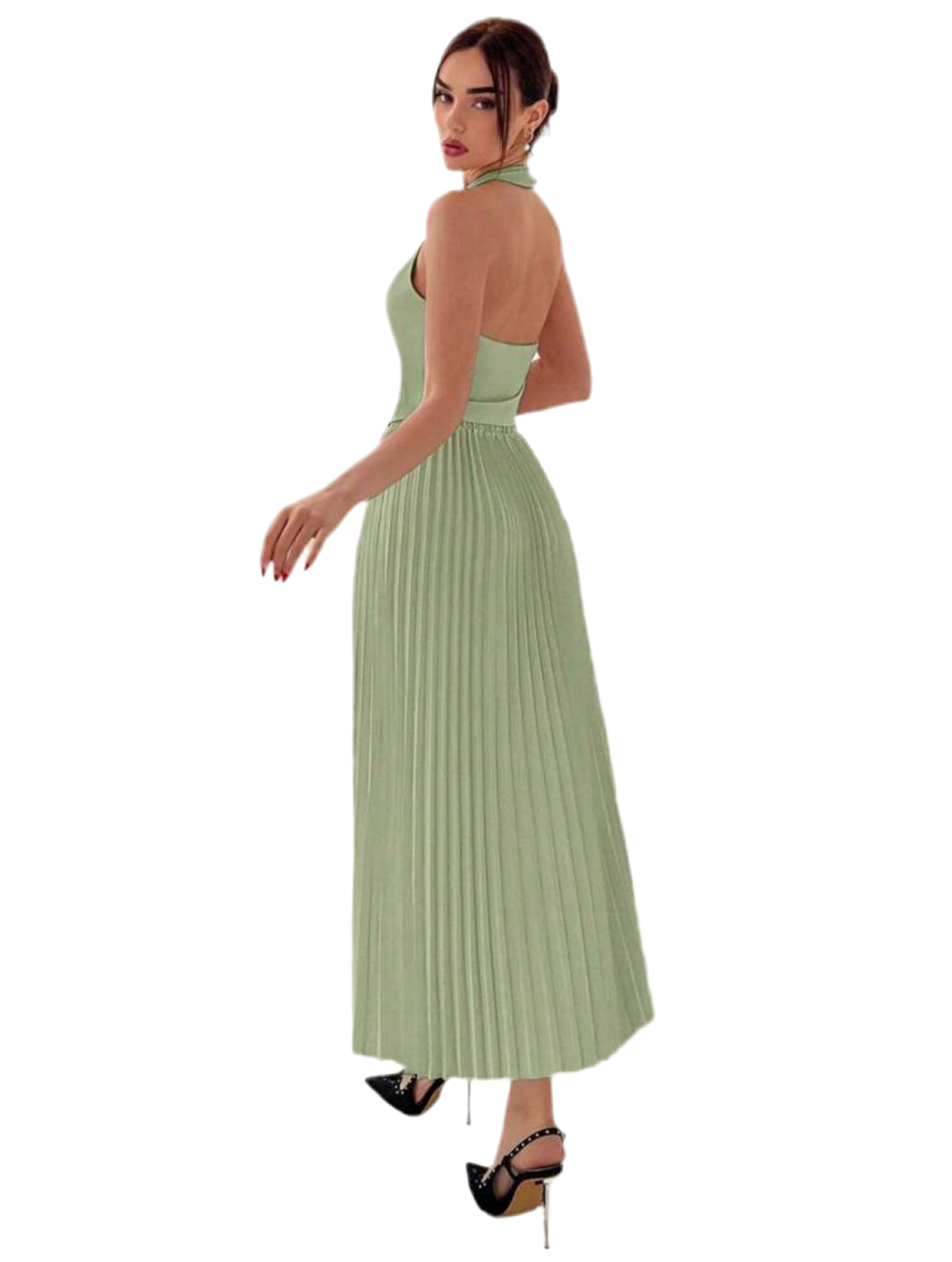 Set de dos piezas falda y top verde mostaza para dama mujer 990790