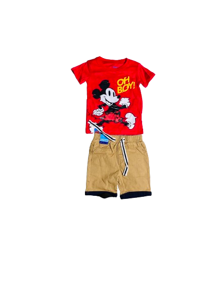 Set conjuntos dos piezas para bebé niño mickey short y camisa 12m a 3T D9-MK-1303B 690365 Rojo