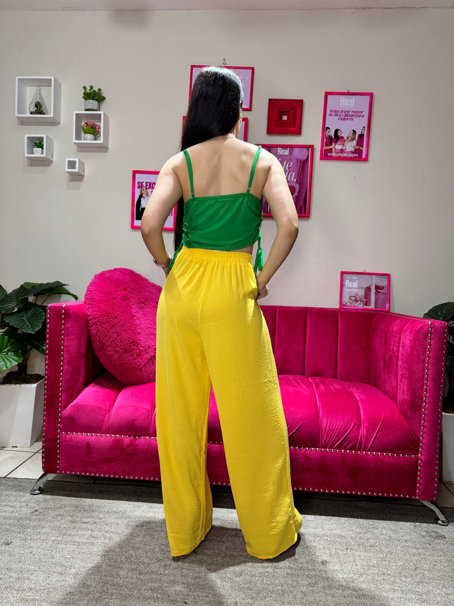 Pantalón tela formal dama Negro Blanco Verde Naranja Azul Amarillo PR3-1554 690390