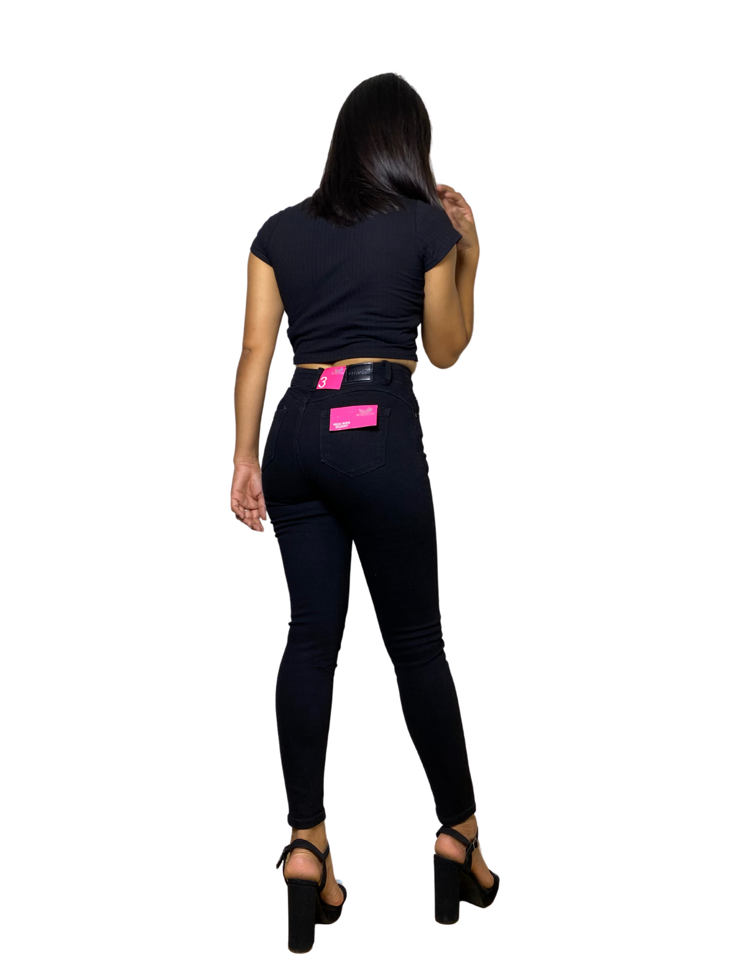 Jeans Pantalon tiro alto Skinny negro tallas 3 al 15 Intrigue IN2-1867 590430