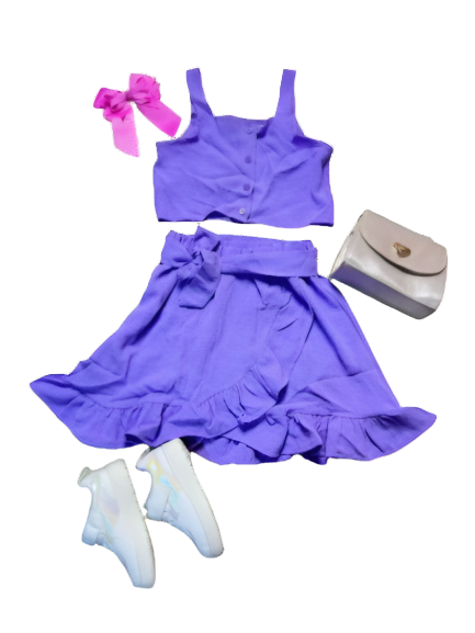 Conjunto set de dos piezas para niña falda y camisa morada CSG1117-15 550390