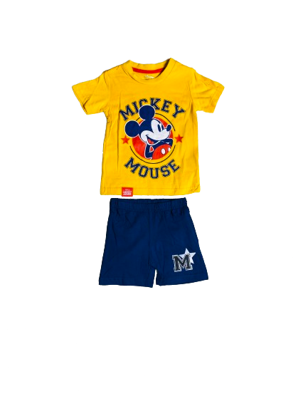 Set conjuntos dos piezas para bebé niño mickey short y camisa 12m a 3T Amarillo D9-MK-1317B 390245