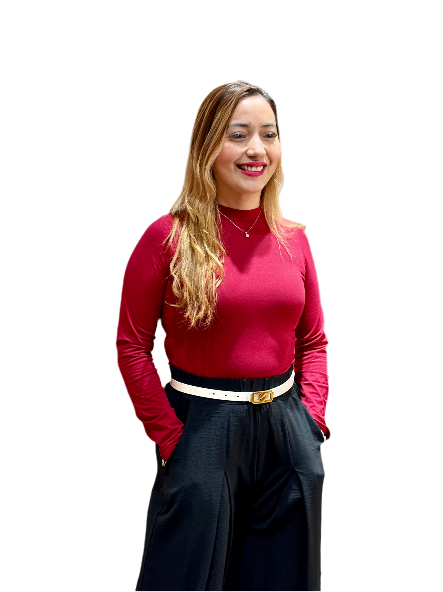 Camisa dama blusa manga larga rojo vino CTD1154-40 315235