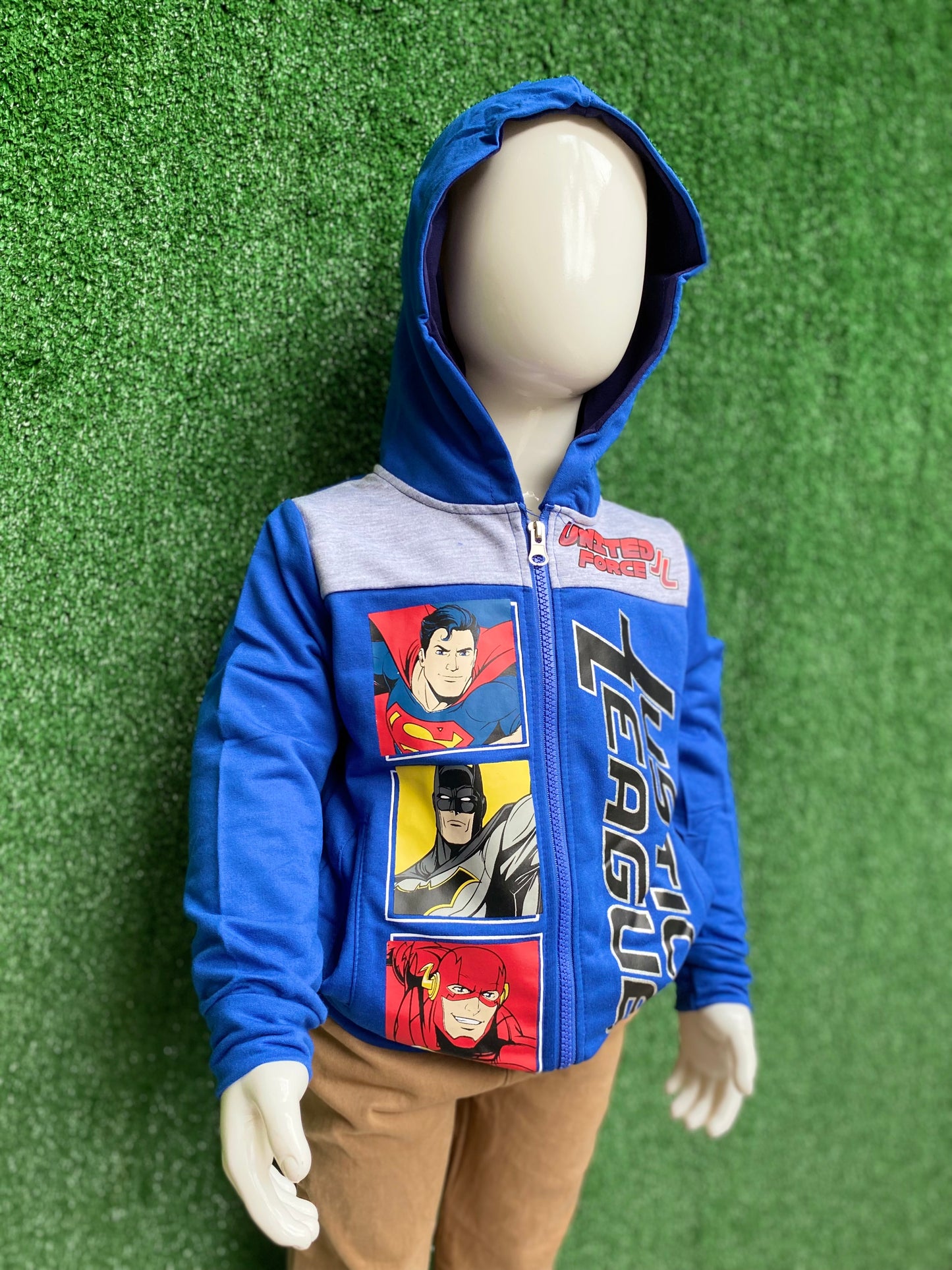 Sueter hoodie sudadera Batman super man iron man niño 2 a 8 años C1-JL-211N 445399 azul