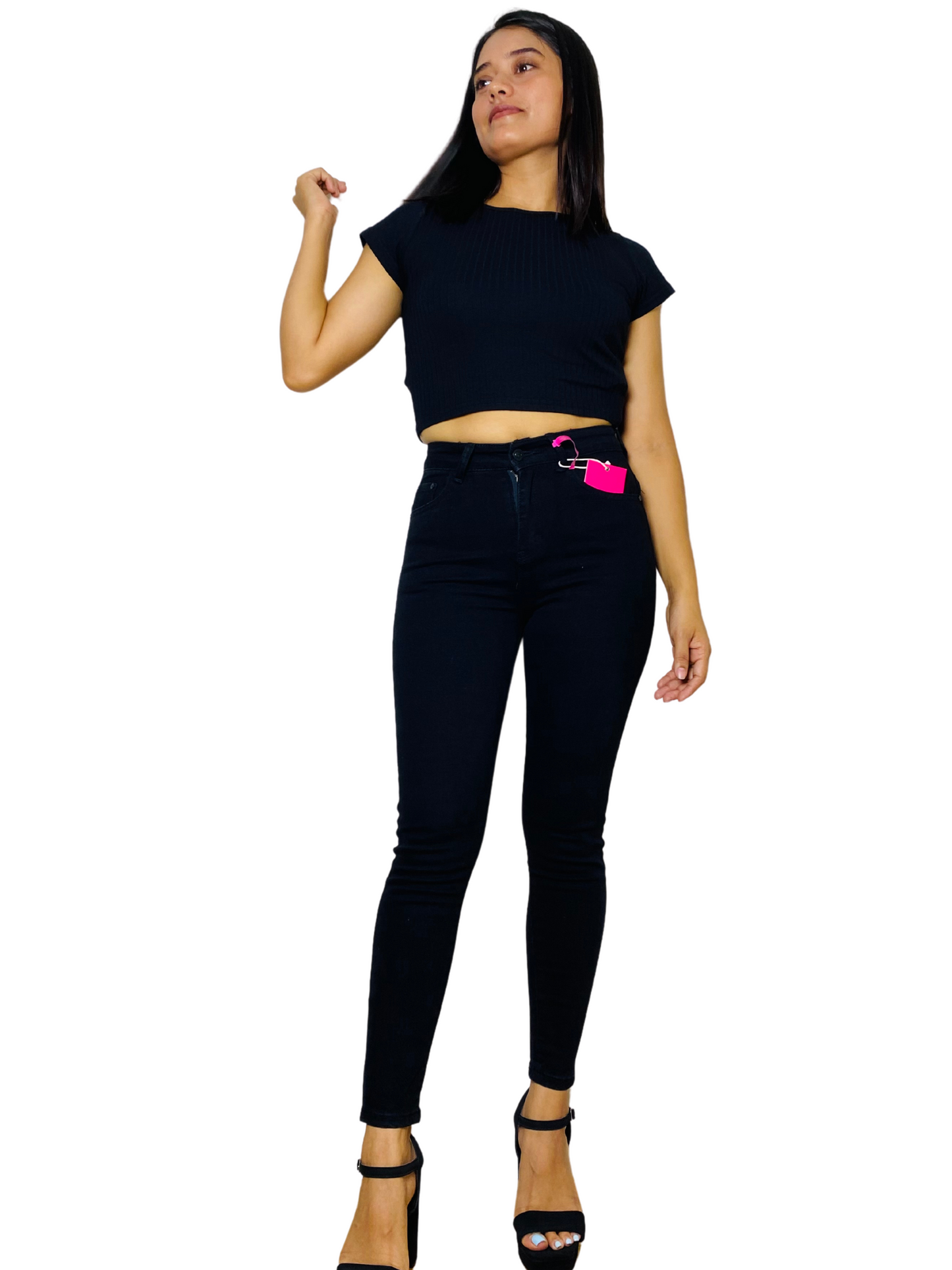Jeans Pantalon tiro alto Skinny negro tallas 3 al 15 Intrigue IN2-1867 590430