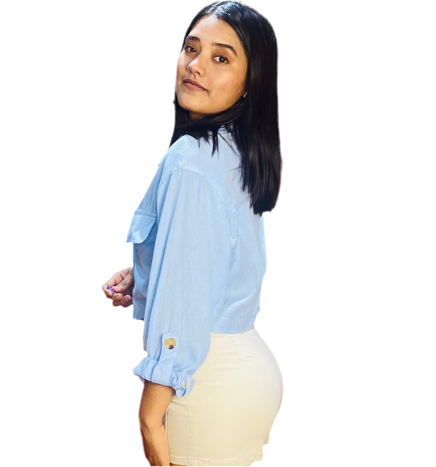 Camisa con mangas dama Azul Celeste CTD1210-4 490390