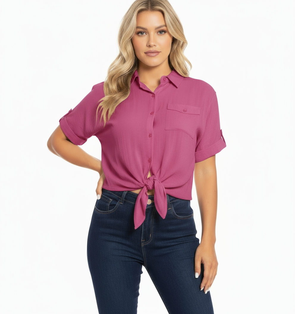 Camisa blanca beige azul fucsia verde café dama mujer CTD1014-8 450350