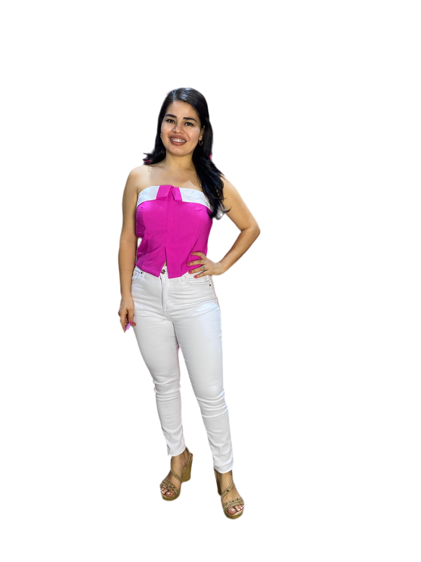 Jeans Pantalon tiro alto blanco Playboy PB11-1880 tallas 3-15 590430