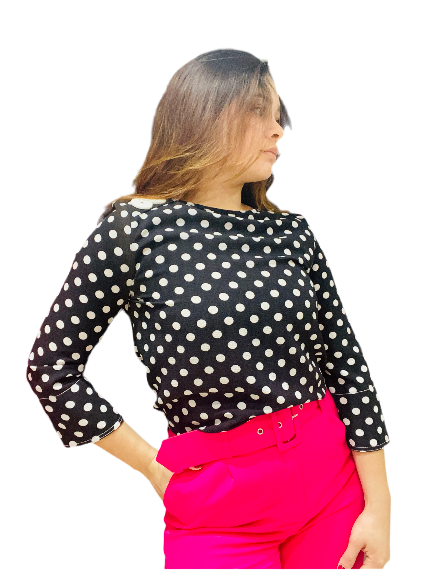 Camisa blusa dama manga larga puntos By desing