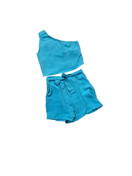 Conjunto set dos piezas para niña short y camisa CSG1117-12 590350 azul