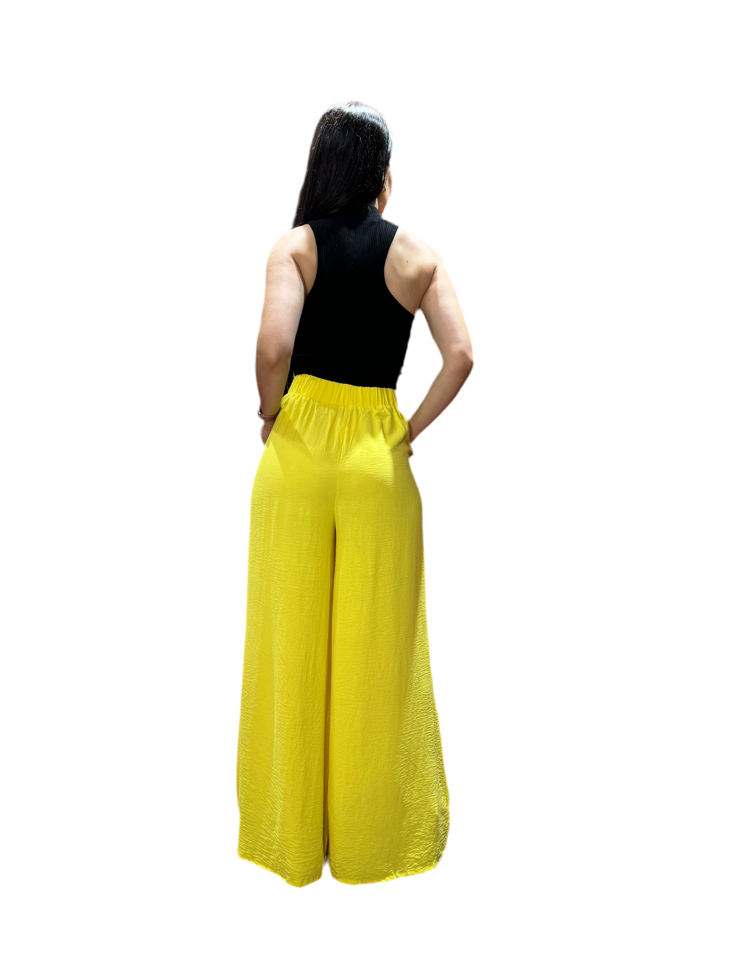 Pantalon ancho wide leg para mujer CPD1068-63 590395 Amarillo