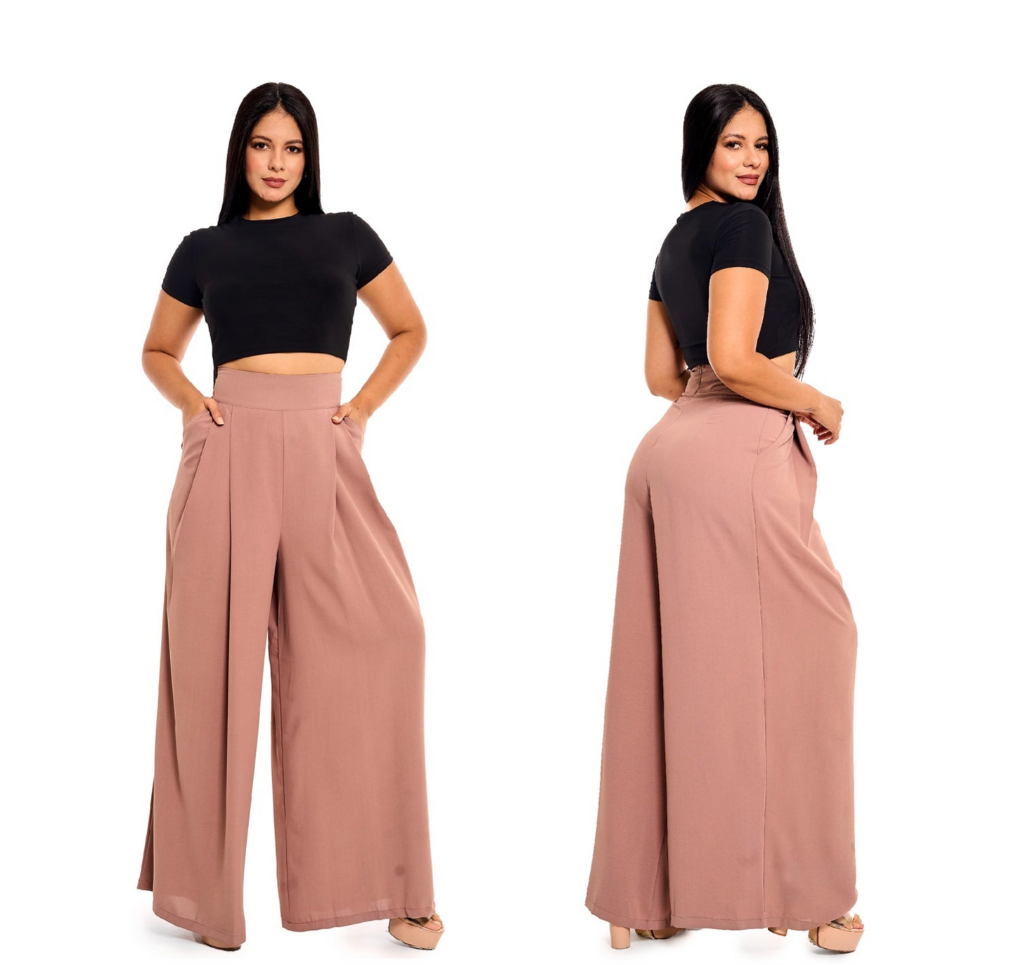Pantalon de tela Dama Wide Led Amarillo CPD1030-21 690395