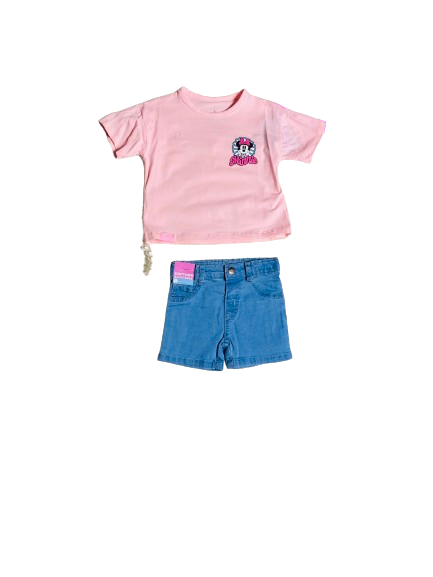 Set conjunto dos piezas para bebe niña minnie short camisa 12m a 3T D9-MI-1256B 690345 Rosado claro