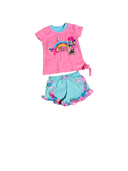 Conjunto dos piezas para bebe niña short camisa minnie 12m a 3T D9-MI-1164B 390330 rosado