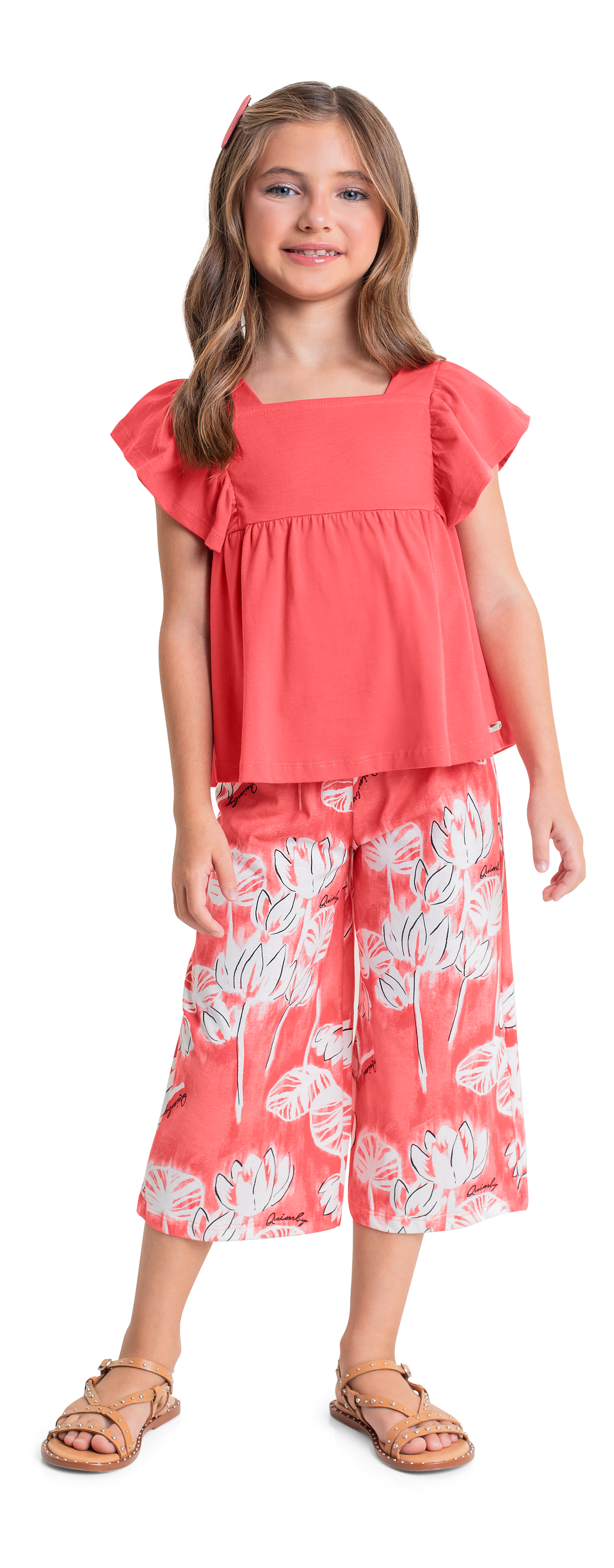 Conjunto set blusa pantalon para niña naranja Quimby 34188-181651 745545