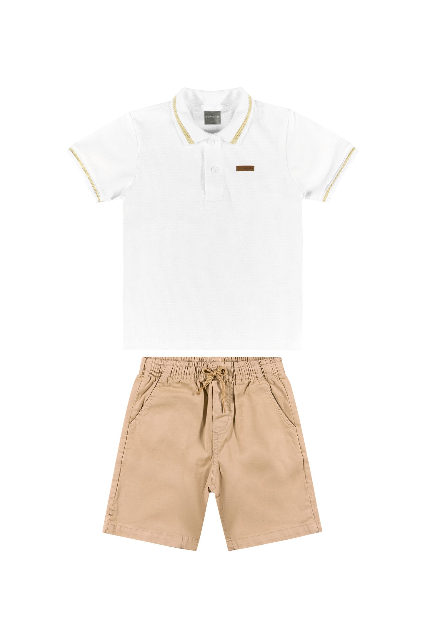 Set camisa polo blanca short beige 34274-000101 1245945