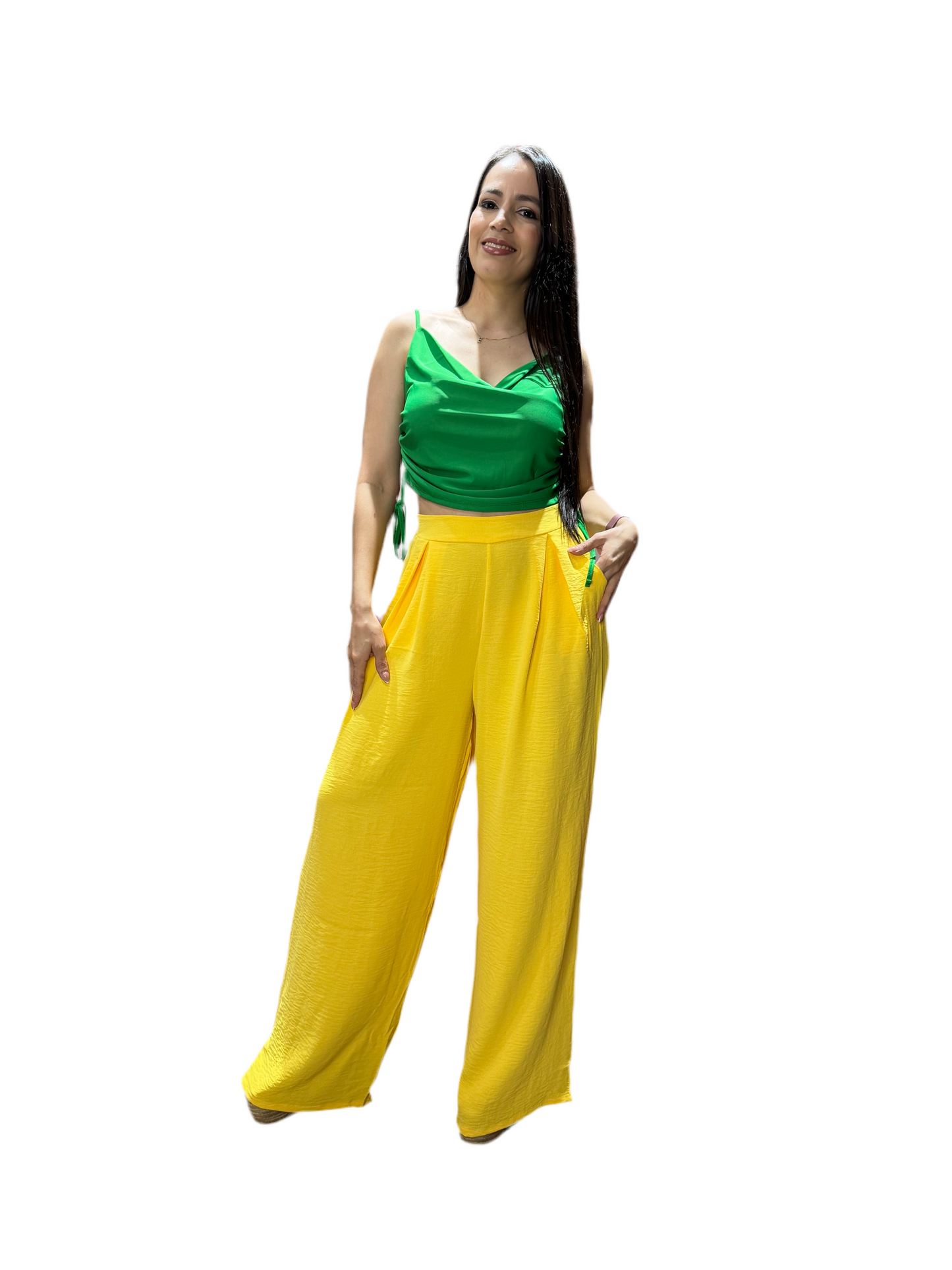 Pantalón tela formal dama Negro Blanco Verde Naranja Azul Amarillo PR3-1554 690390