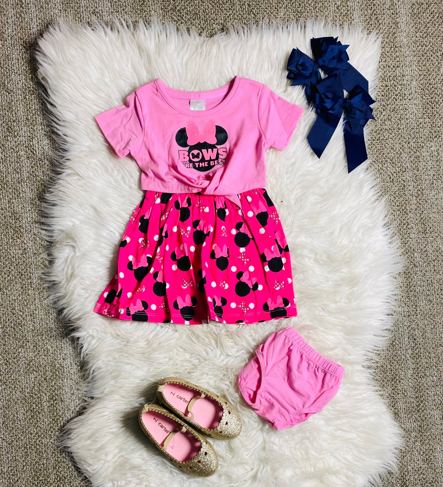 Vestido Minnie Disney Rosado Fucscia Azul Celeste con pantie 12m a 3T D10-MI-1287B 450315