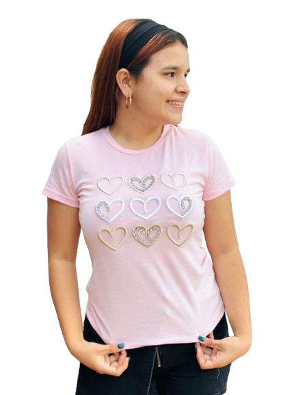 Camisa corazones bordados rosado Intrigue S-XL IN1-2213 325225