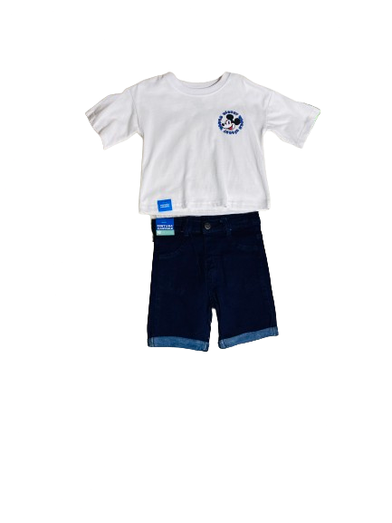 Set conjuntos dos piezas para bebé niño mickey short y camisa 12m a 3T D9-MK-1334B 690345 blanco