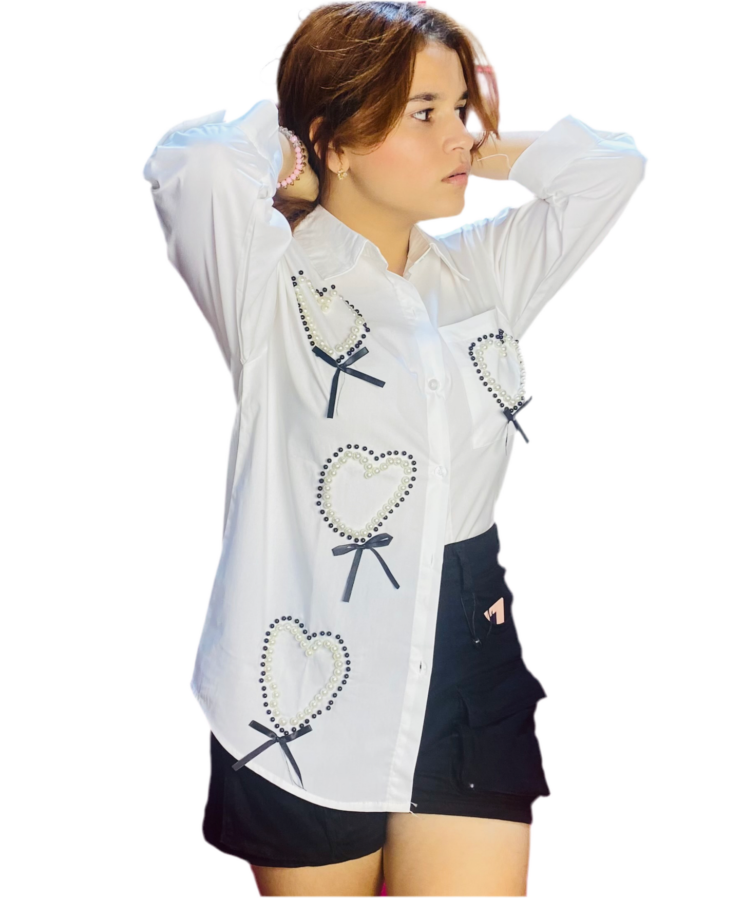 Camisa Blusa Dama manga larga con chongos blanca CTD1198-16 690425