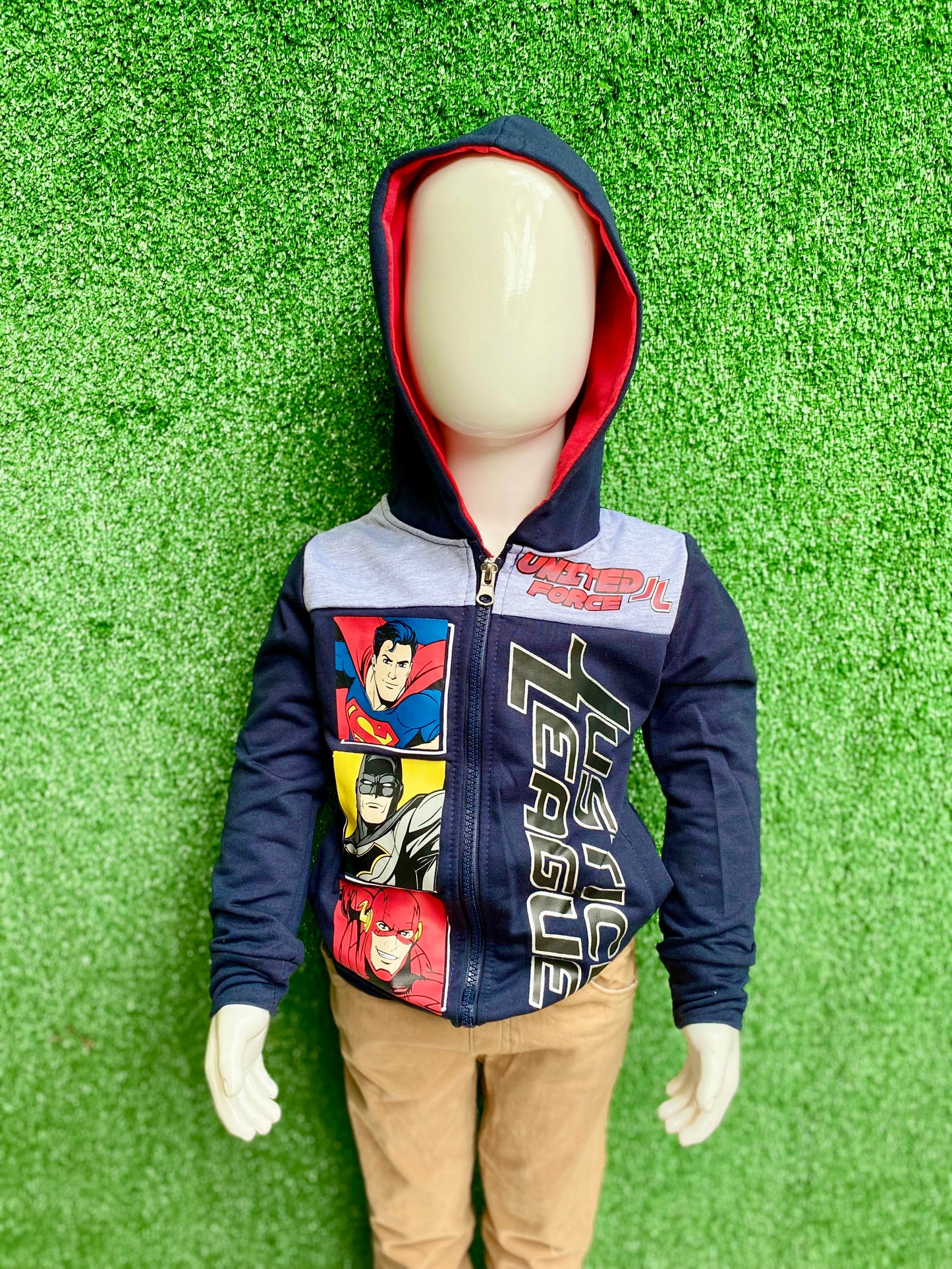 Sueter azul oscuro hoodie sudadera Batman super man iron man niño 2 a 8 años C1-JL-211N 450345