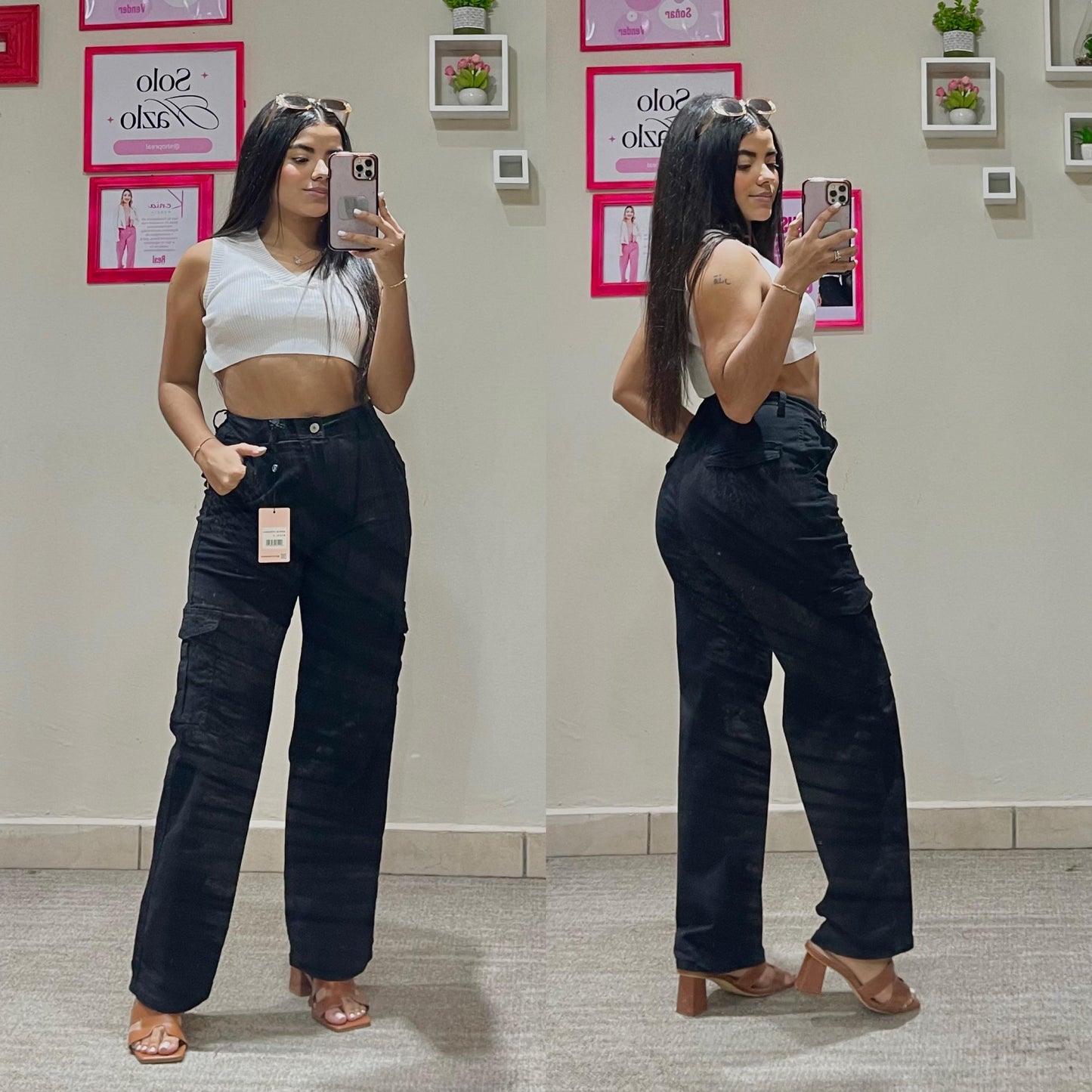 Jeans pantalon cargo mujer CPD1204-4 negro 590/465