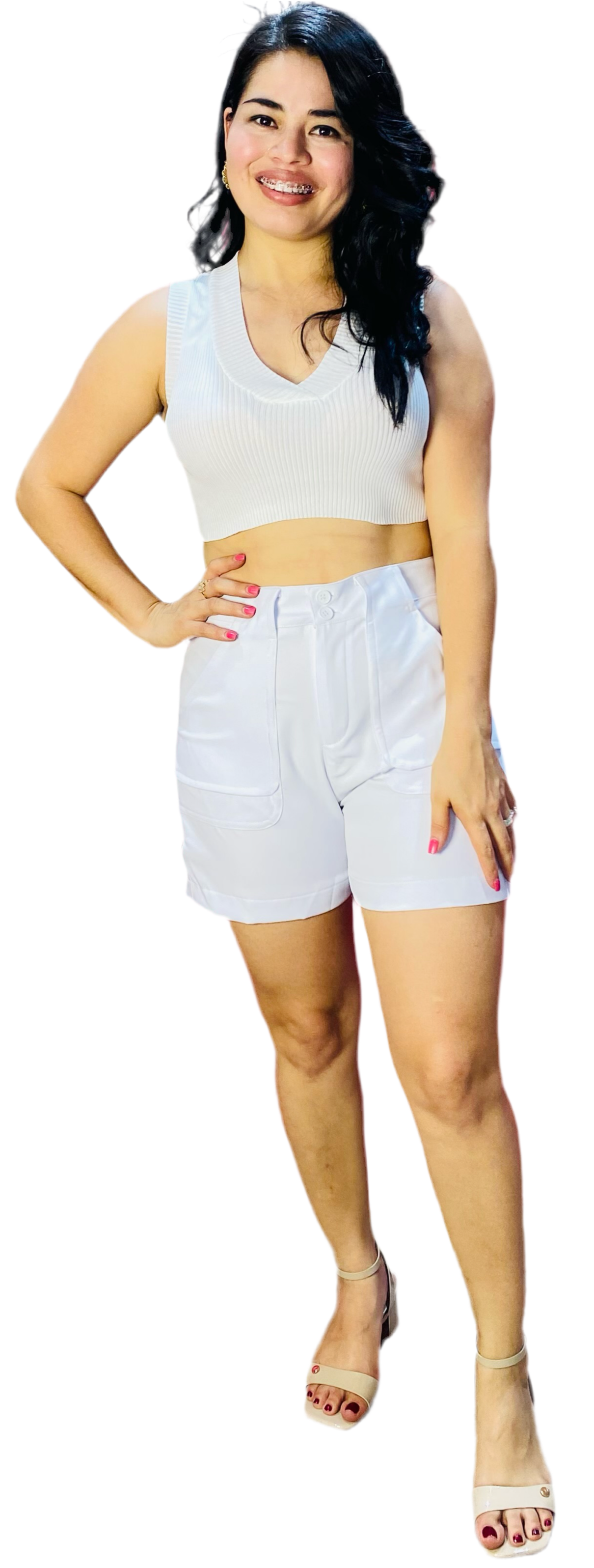 Short tiro alto tela formal blanco Intrigue INT7-1739 445299