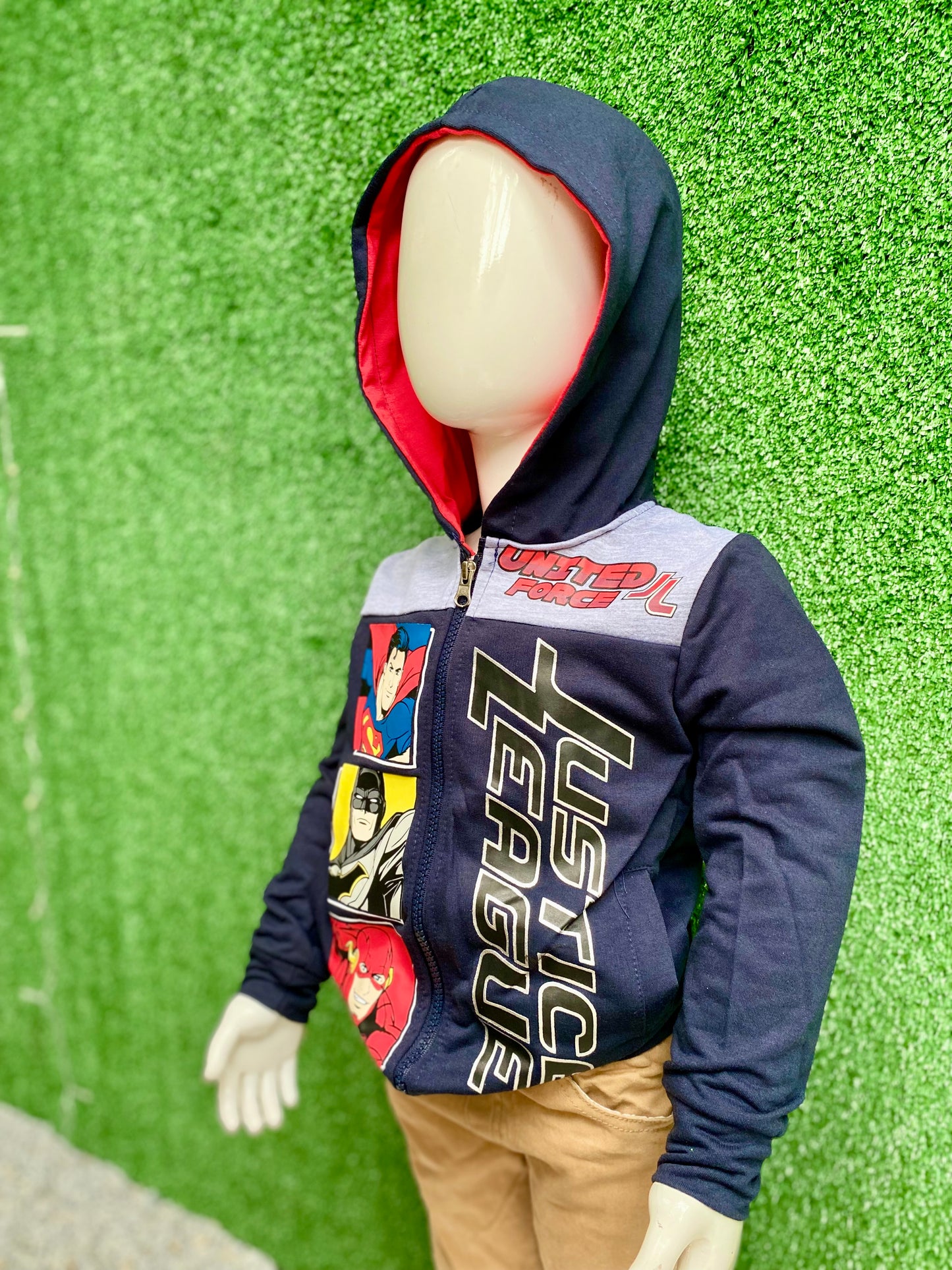 Sueter azul oscuro hoodie sudadera Batman super man iron man niño 2 a 8 años C1-JL-211N 450345