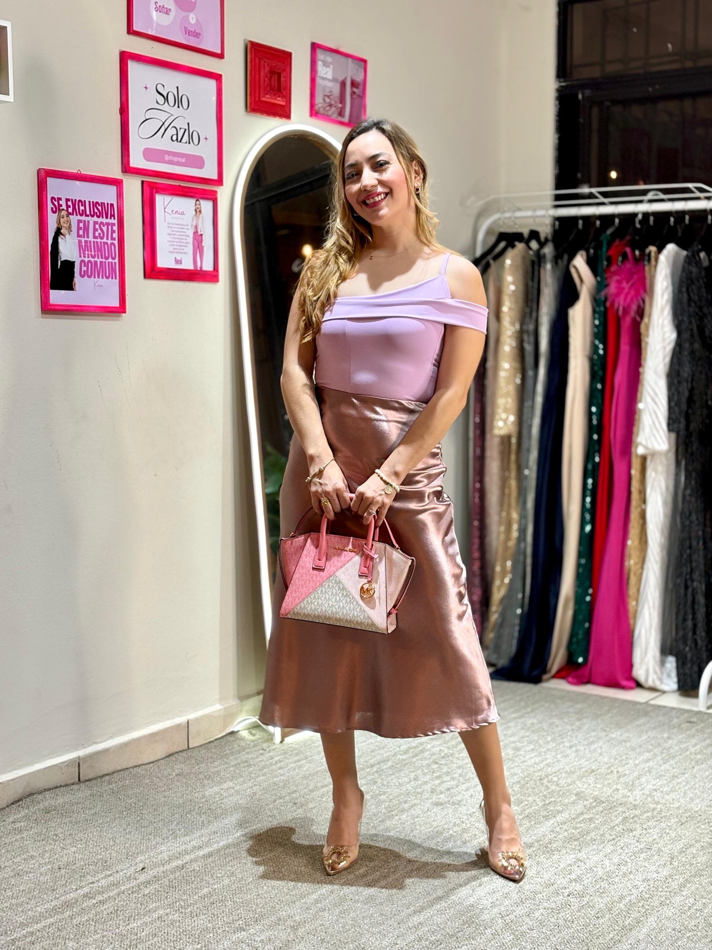 Falda Larga rosa viejo satinada Dama 690590