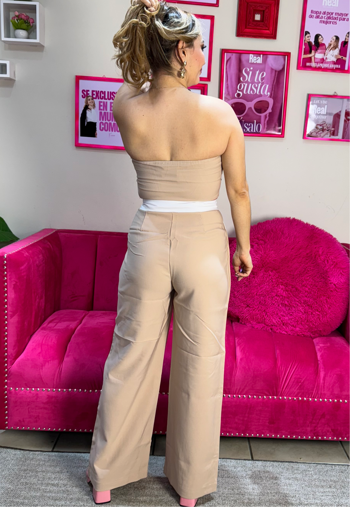 Set de dos piezas para dama mujer CSD1187-20 Beige 1090/575