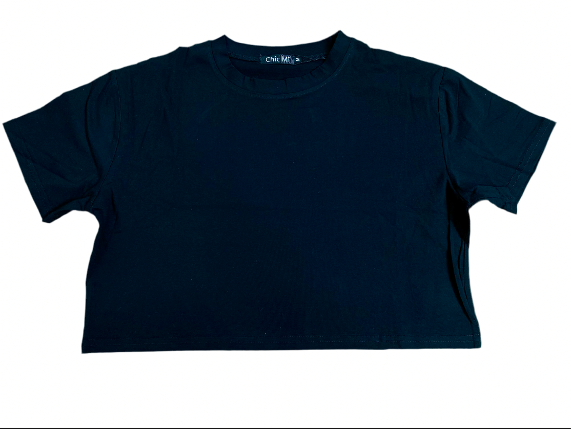 Camisa crop top basic Negro algodón camiseta CTD1154-1 395280
