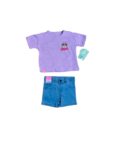 Set conjunto dos piezas minnie short camisa 12m a 3T D9-MI-1256B 690345 morado