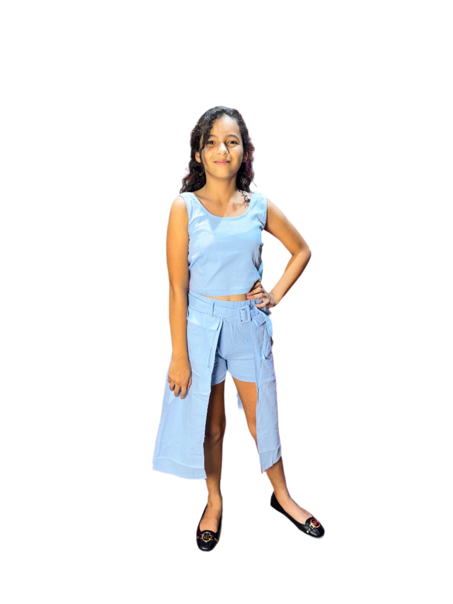 Set dos piezas para niña short camisa azul CSG1208-16 690445
