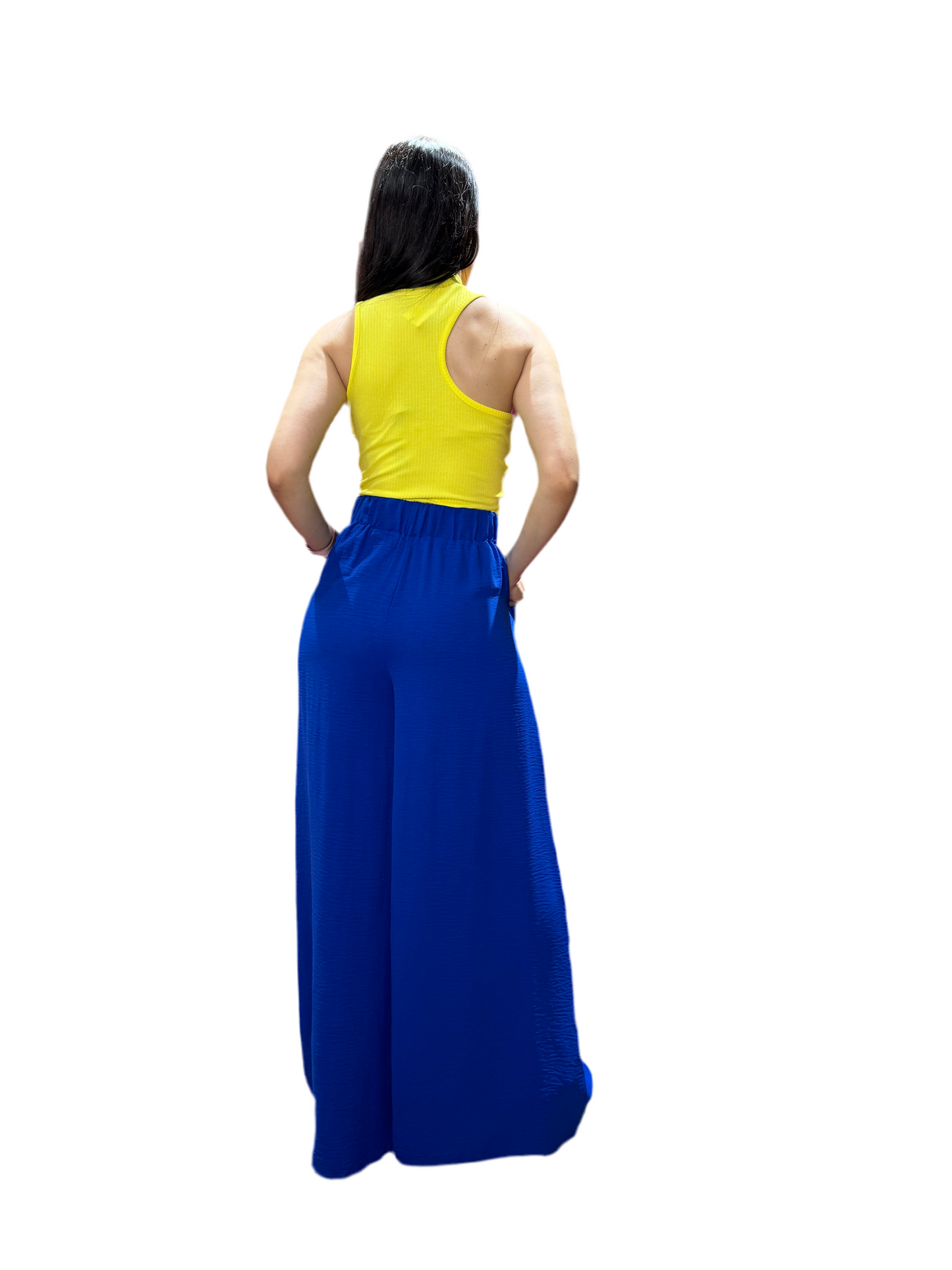 Pantalon ancho wide leg para mujer CPD1068-63 590395 Azul