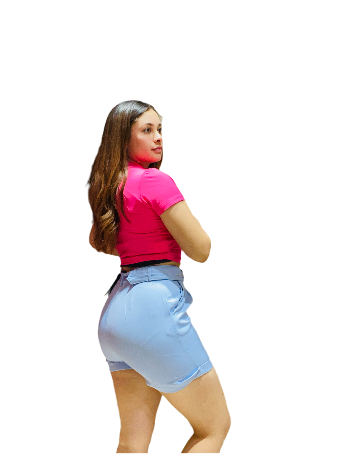 Short tiro alto con faja tela formal Intrigue INT7-1740 Azul 7450122116821 445315