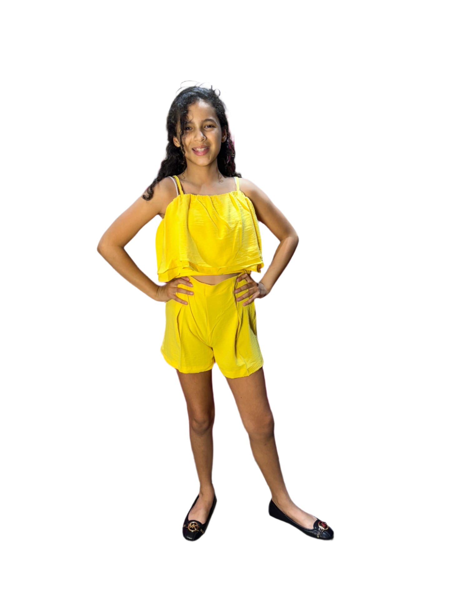 Conjunto set de dos piezas para niña Short y camisa de tirantes Amarillo CSG1208-6 590390