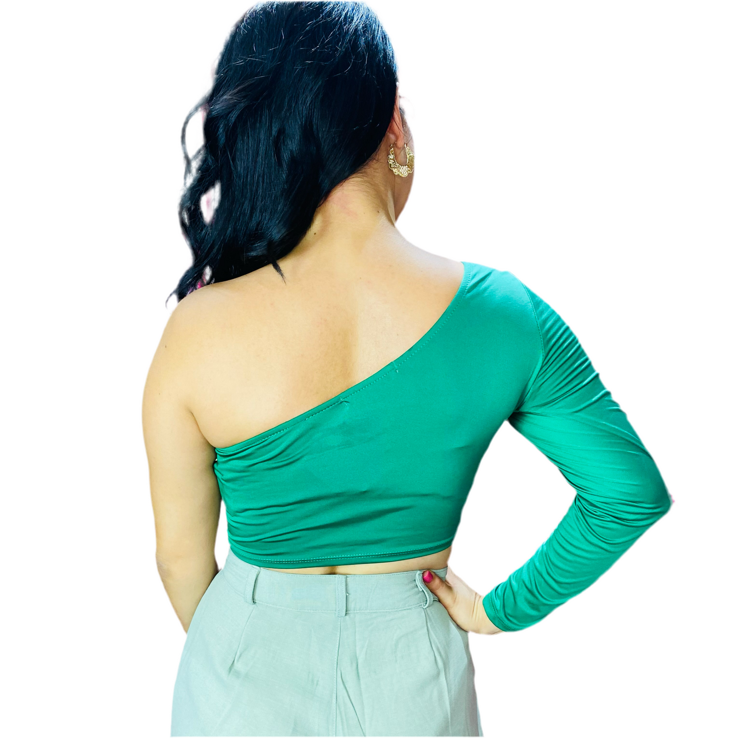 Camisa una manga larga mujer dama INT1-670 399250 verde esmeralda