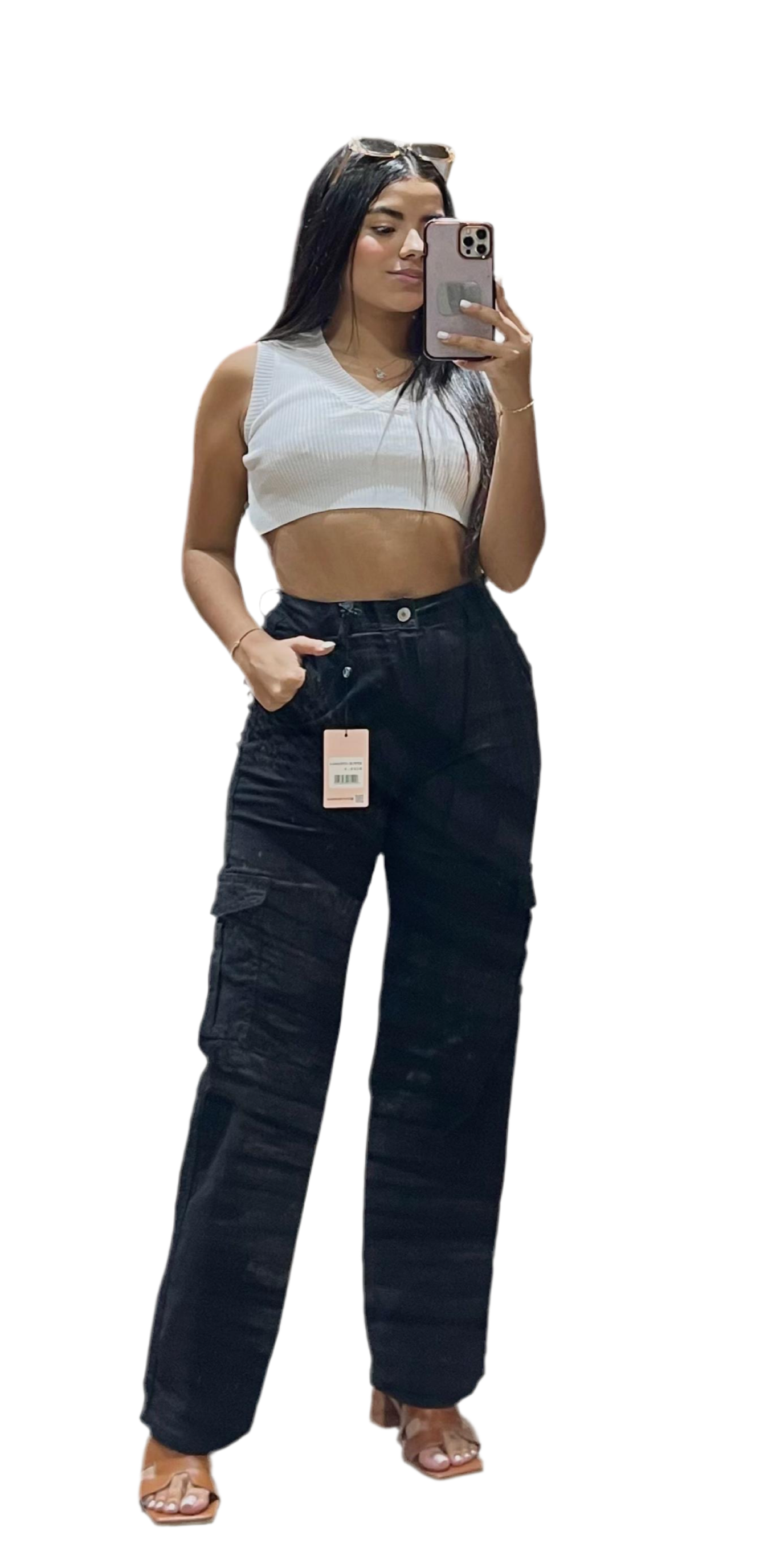 Jeans pantalon cargo mujer CPD1204-4 negro 590/465