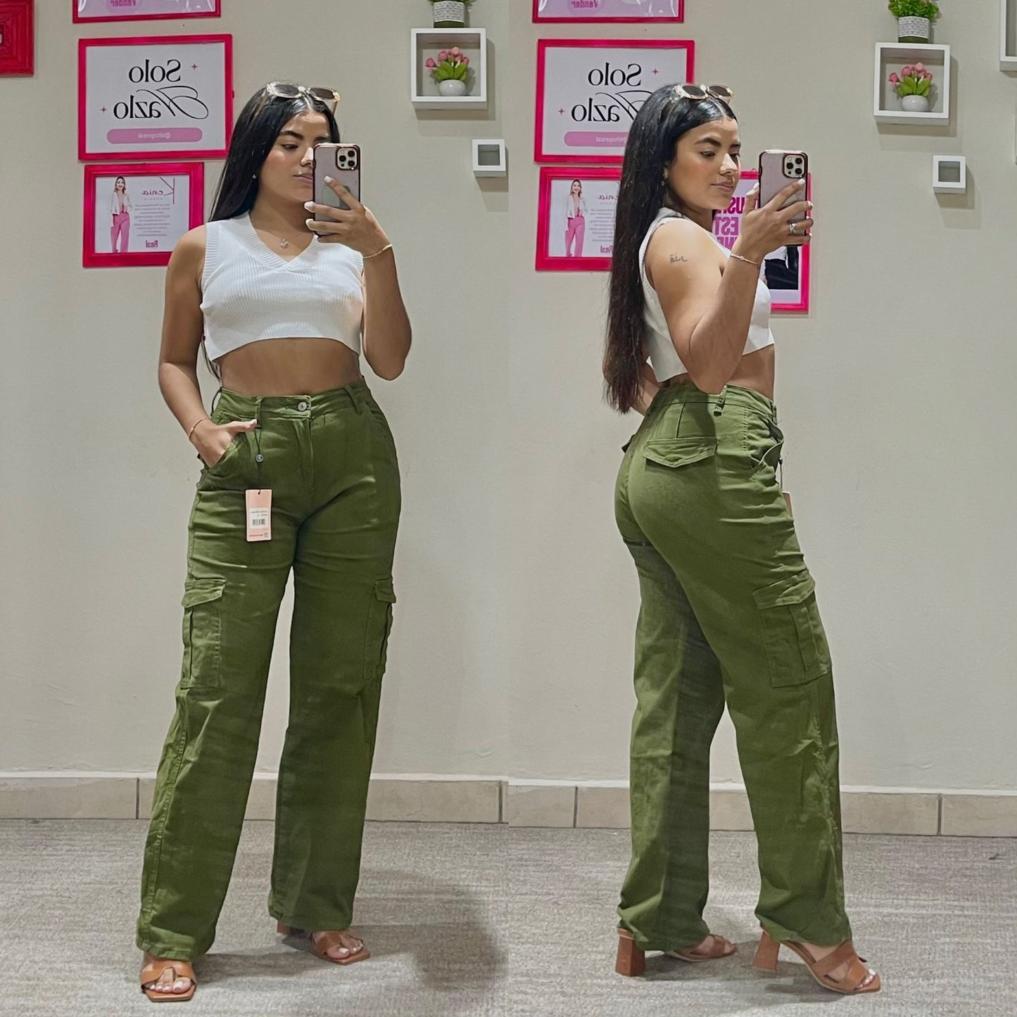 Jeans pantalon cargo mujer CPD1204-4 590465 verde
