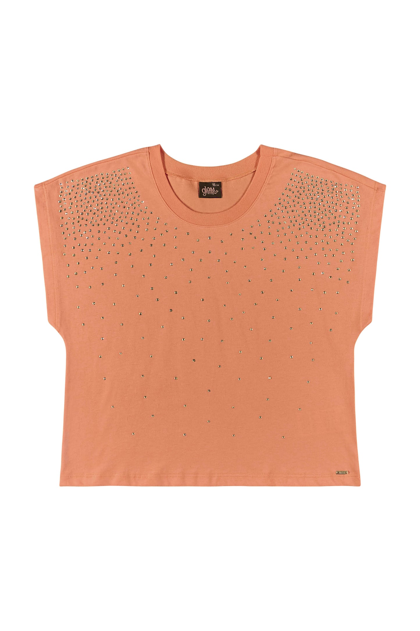 Camisa para niña blusa 31843-151247 490345 naranja con perlitas gloss