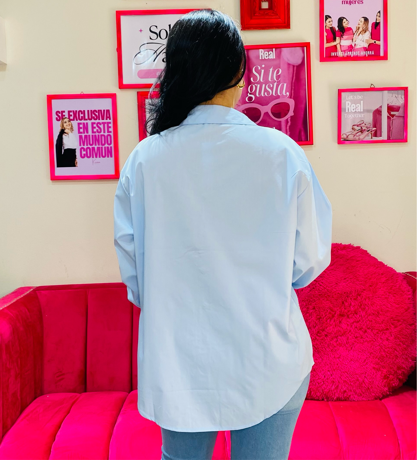Camisa azul Blusa Dama manga larga happy face smile CTD1198-6 590400