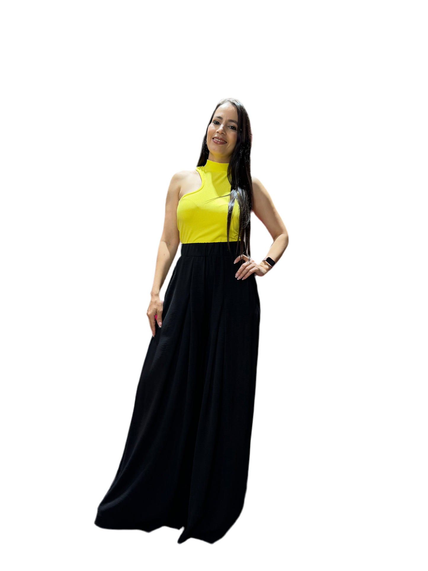 Pantalon ancho wide leg para mujer CPD1068-63 590395 negro